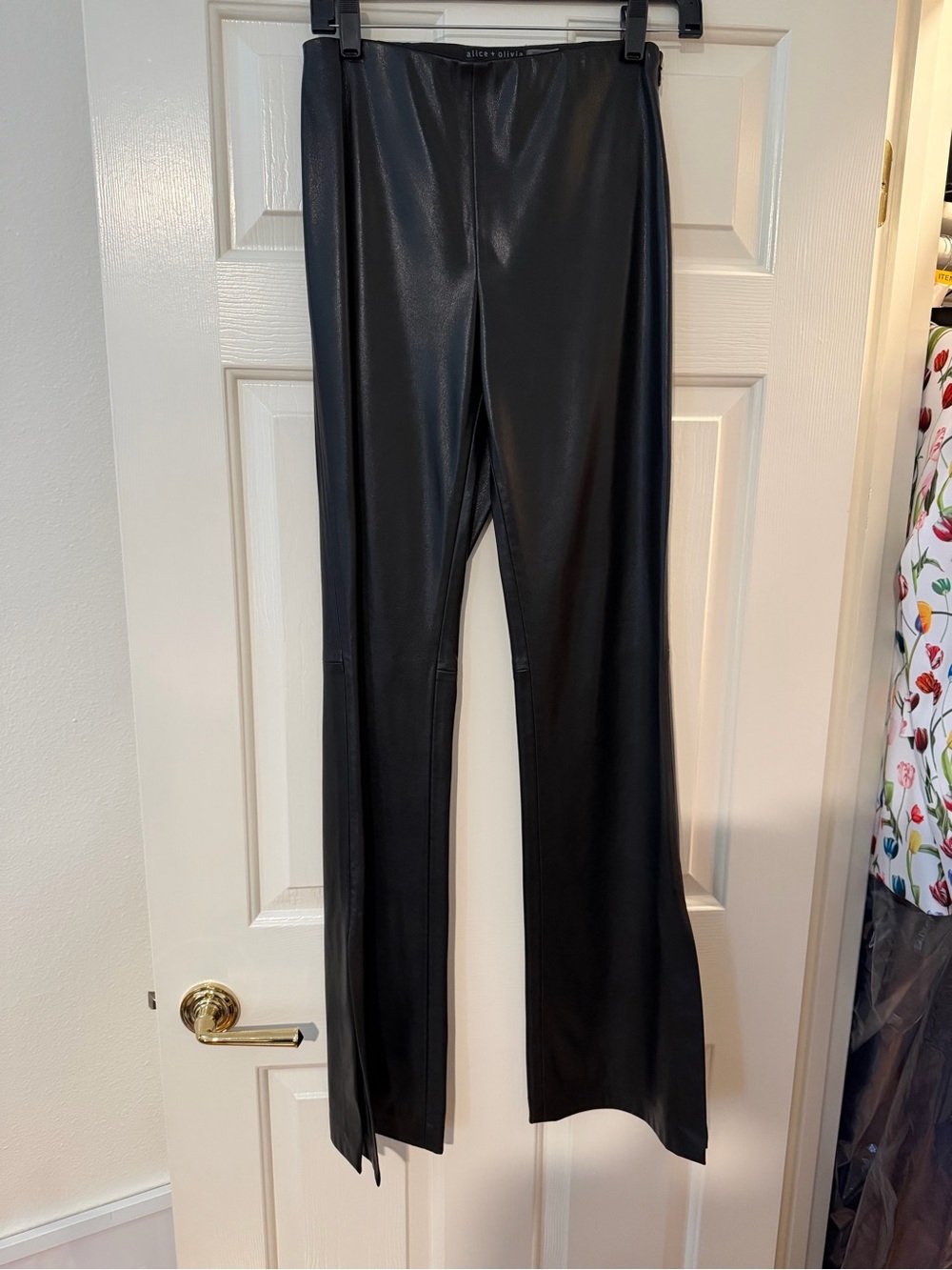 Alice + Olivia Black Faux Leather Pants